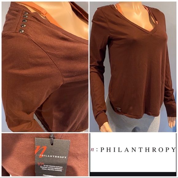 New n:PHILANTHROPY Maroon brass riveted shoulder - Picture 1 of 10